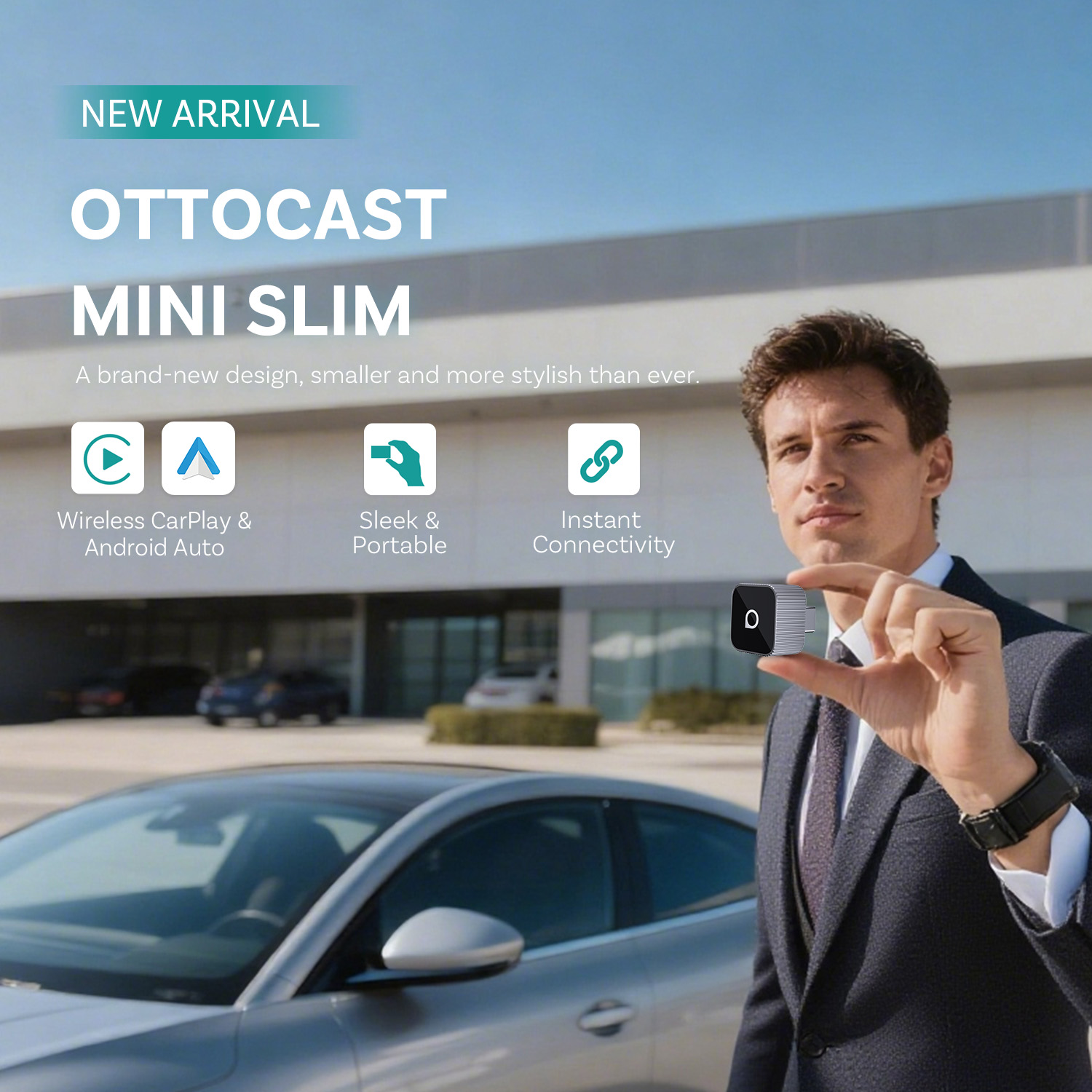 Bluetooth Adapter Receiver - Ottocast Mini Slim Bezprzewodowy Adapter CarPlay